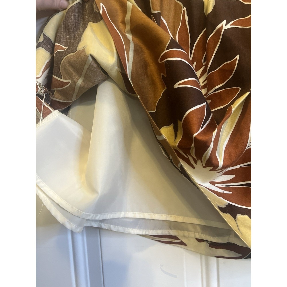 Vintage Merona Retro Tropical Floral A-Line Skirt Brown Rust Yellow Cotton 2 - Picture 3 of 8
